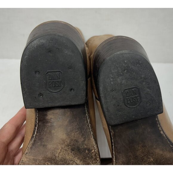 Dan Post Cowboy Boots Mens Size 10D Tan Leather Western Classic Made USA 90s - Picture 12 of 15